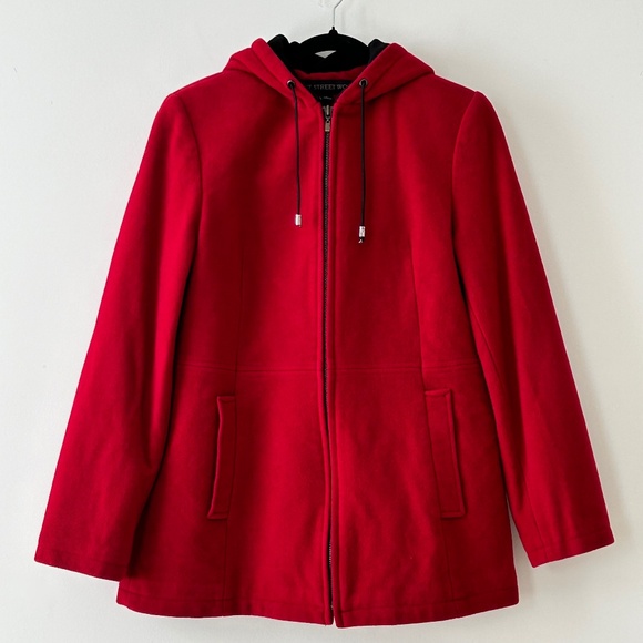 Fleet Street Wool Red Hooded Coat - Picture 1 of 16